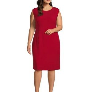 KASPER Slit Back Hem Lined Sleeveless Knee Length waistband Sheath Stretch Crepe